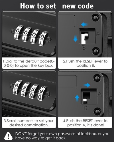 AMIR Tragbarer Safe für Reisen, Kombination Sicherheitskoffer LockBox Schwarz - Bild 5 von 9