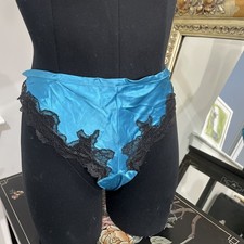 Vintage y2k Victoria's Secret 100 silk panties Size M With Lace Sissy Satin
