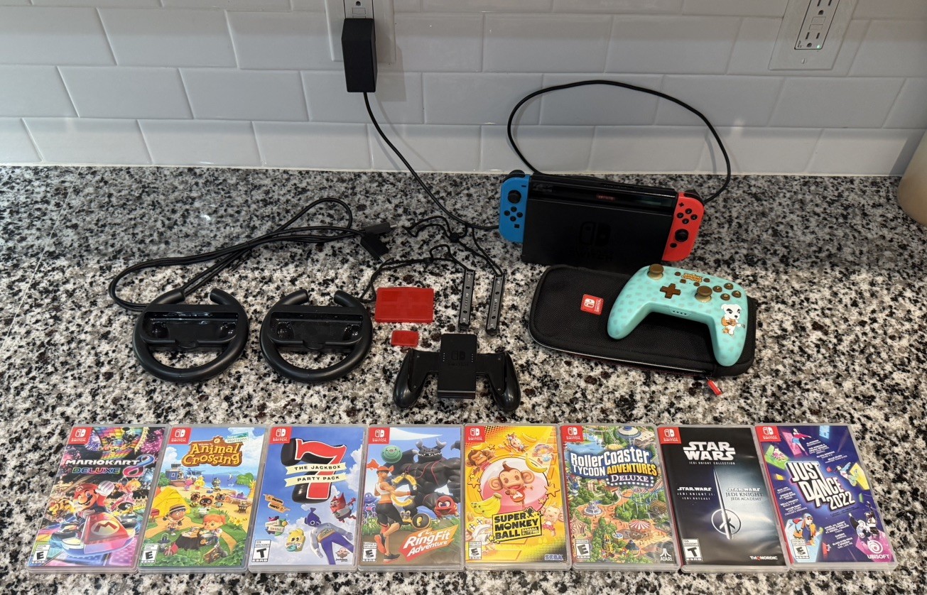 Nintendo Switch 1 Bundle - Console + Accessories & Games & Controllers