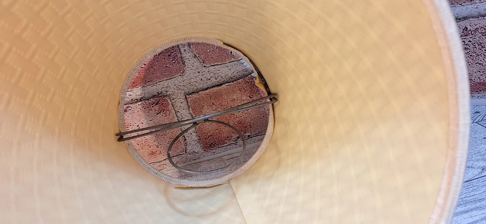 VTG. Med. 6"tall x4.5 at Top x8" Bottom- Cream Color Woven Look Clip-on Shade - Image 4 of 4