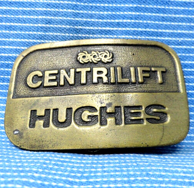 Hughes Centrilift Belt Buckle Gas Oilfield Equipment Vtg 80s CS Catoosa  .PCB735