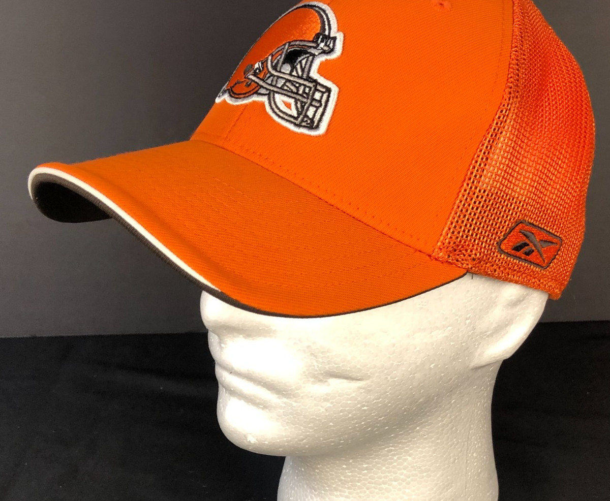 Reebok NFL Team Cleveland Browns Mesh Truckers Cap Snapback Orange Hat View 2