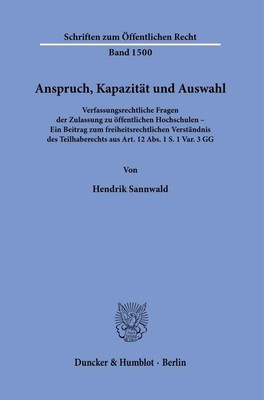 Anspruch, Kapazität und Auswahl. | Hendrik Sannwald | Taschenbuch | 253 S.