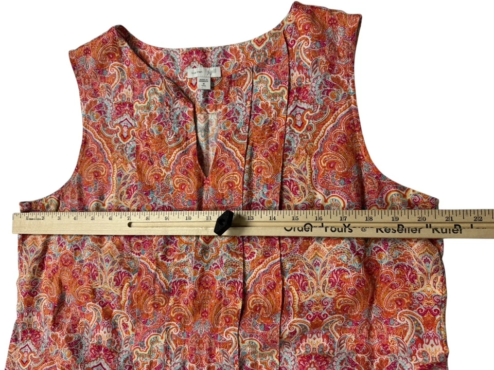 Vestido recto J.Jill Love lino naranja rosa cachemira línea A para mujer mediano alto Foto 3 de 4