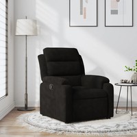 Relaxsessel Samt Schwarz Mit Liegefunktion Polsterstuhl Wohnzimmer