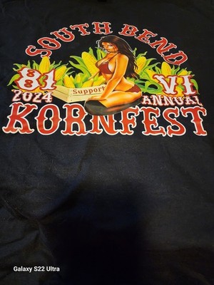Hells Angels Support Mens Large Black South Bend Kornfest 2024 Graphic T-Shirt