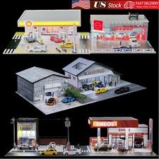 1/64 Diorama Diecast Garage Model LED Lighting Parking Lot Display Case Gift US
