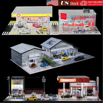 #ad #ad 1 64 Diorama Diecast Garage Model LED Lighting Parking Lot Display Case Gift US $26.96