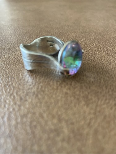 Vintage Yuval & Michal YAM Signed Sterling Silver Mystic Topaz Ring Sz 8 Israel - Picture 4 of 14