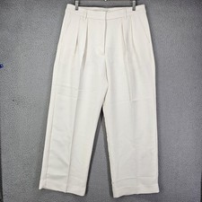 Banana Republic Pants Womens 12 White Pleated Wide Leg Polyester Dress Trouser