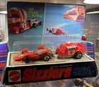 MATTEL HOT WHEELS SIZZLERS FAT DADDY RAM ROCKET STEERING TRAILER SET!!!