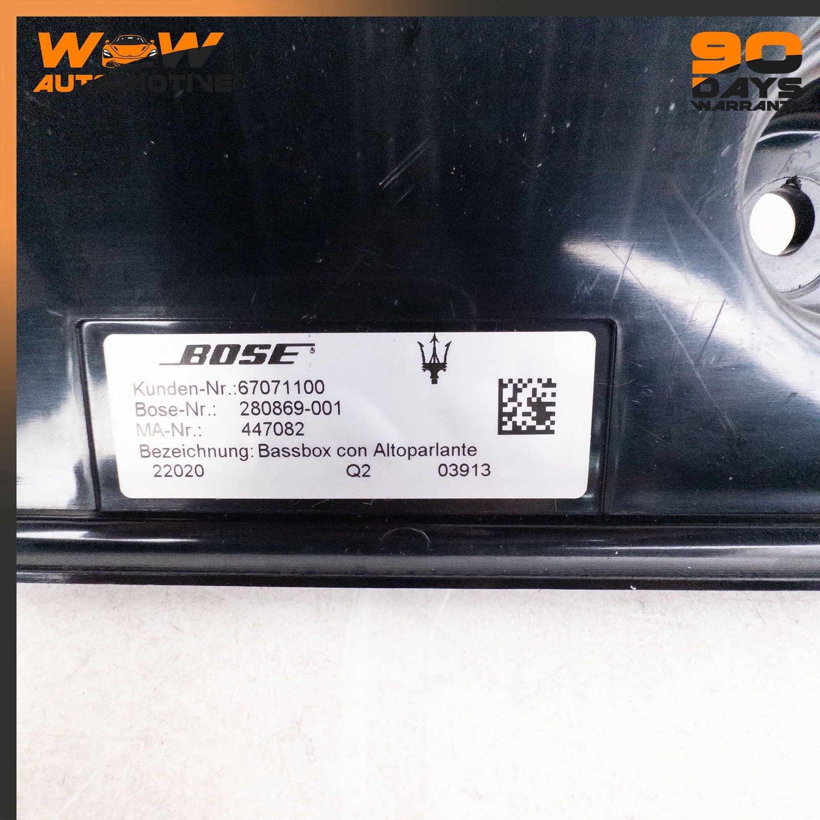 10-19 MASERATI GRANTURISMO S FRONT BOSE SUBWOOFER SUB WOOFER SOUND SPEAKER OEM