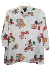 Citron Santa Monica Rayon Crinkle Band Collar 3/4 Sleeve Button-Up Tunic Size 1X