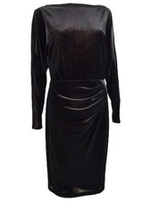 Lauren Ralph Lauren Women's Velvet Slit-Sleeve Dress (6, Black/Copper)