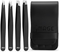 Precision Tweezers Kit Stainless Steel for Facial Hair 4 Pcs