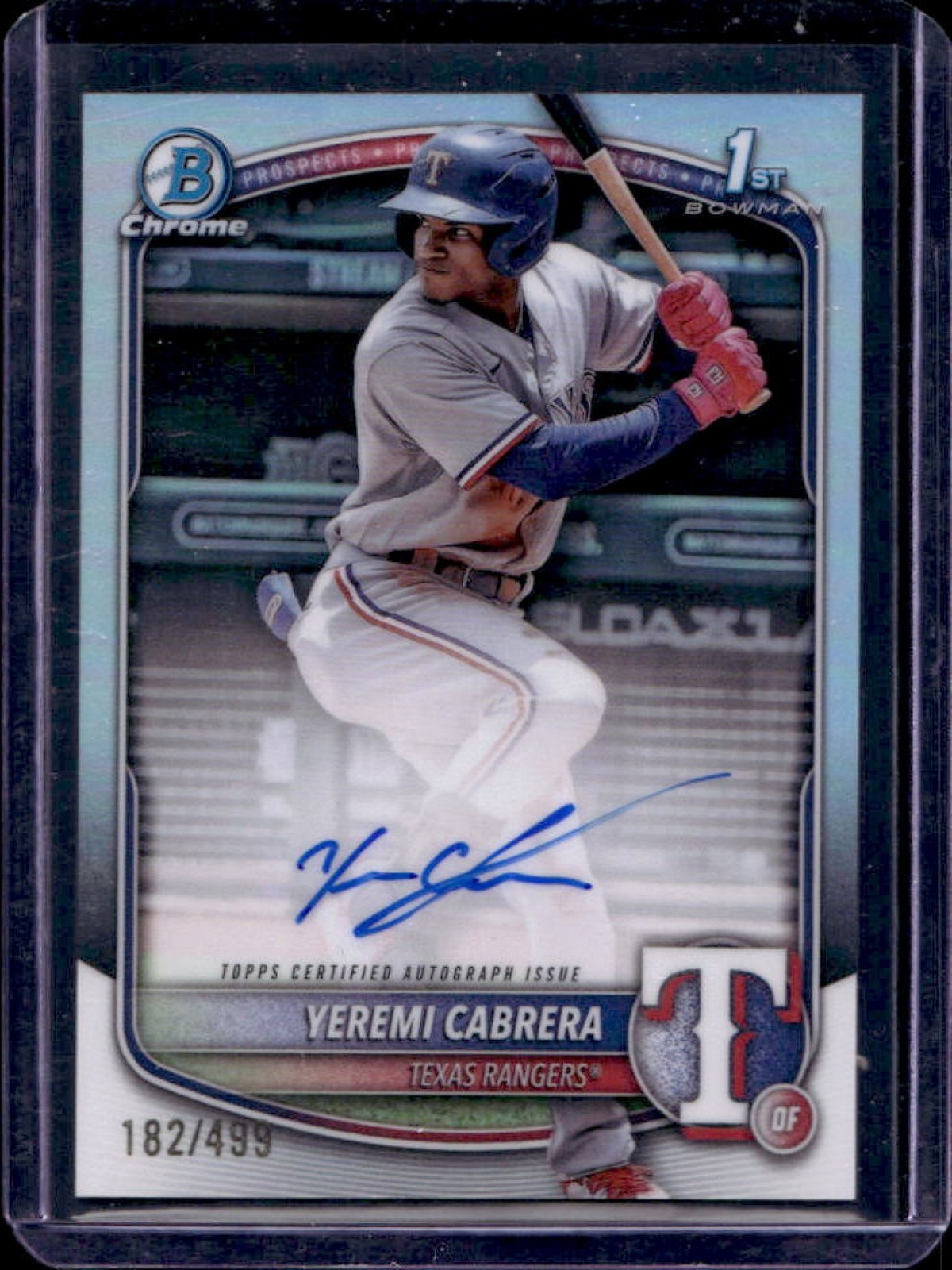 2025 Bowman Yeremi Cabrera Chrome Auto Refractor 1st Prospect #/499 Rangers