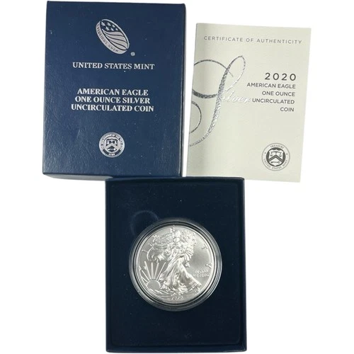 2020-W $1 1-oz Uncirculated American Silver Eagle w/ Box, OGP &COA NB26