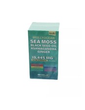 Sea Moss Black Seed Oil Ashwagandha Ginger 19, 445MG Extra Strength 60 Veggie
