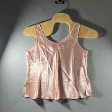 953 Oscar de la Renta Pink Label Satin Embroidered Logo Camisole Pink Women L