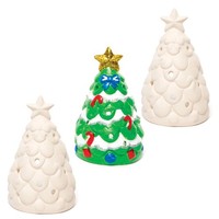 Teelichthalter Set 3 StüCk Keramik Weihnachtsbaum Baker Ross 10 Cm GrüN