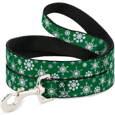 Dog Leash Snowflakes Green/White