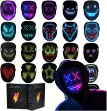 Led Mask Lighted Up Mask - Led Masks with Gesture Sensing  Voice Changer, Perfe