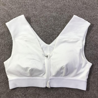 Tommie Copper Sports Bra Womens Medium White Zip Front Shoulder Support Gym Wear
