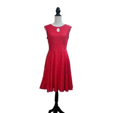 London Style Collection Womens Pink Lace Size 8 Dress Round Neck Back Zip