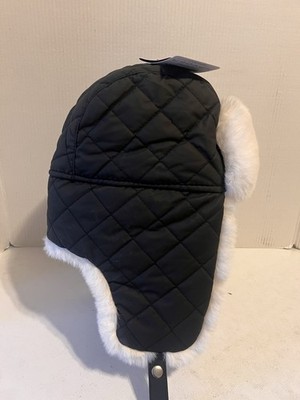 SPYDER Women's Quilted Trapper Hat NEW $69 Black Faux Fur O/S