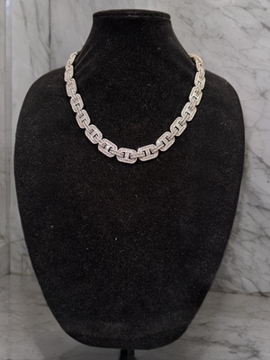 14k STAMP 14mm MARINER Chain Necklace 82.6ct BAGUETTES Lab Sim VVS1 Diamond 188g