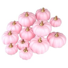 Artificial Pumpkins Bulk 12Pcs Assorted Sizes Harvest Lifelike Pumpkin Pink