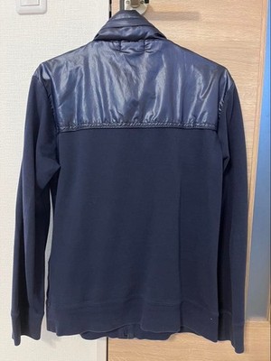 BURBERRY BLACK LABEL Navy Faux Leather Zip Jacket Mens Size M Auth