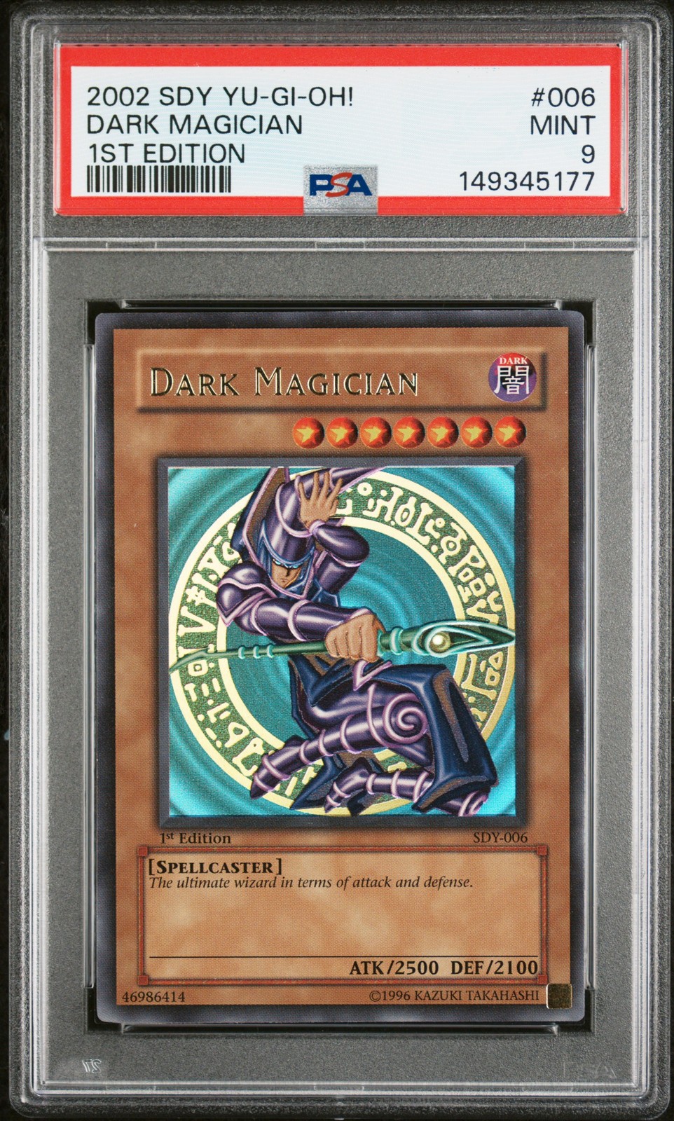 2002 YU-GI-OH! STARTER DECK: YUGI 1ST EDITION #006 DARK MAGICIAN PSA 9