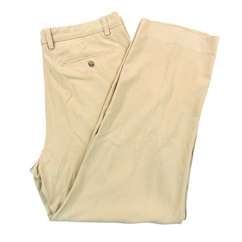 Tommy Bahama Men's 38x32 Khaki Tan Silk Bamboo Herringbone Pleated Dress Pants