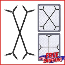 2 PCS BED SHEETS CLIPS ADJUSTABLE STRAPS Non Slip Elastic Bands Holder Gripper