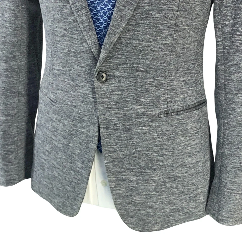 Theory Sport Coat Mens 36 Gray Heather One Button Stretch Blazer Stirling Ortley - Image 3 of 4