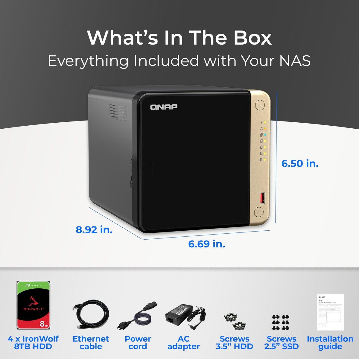 QNAP TS-464-8G-48ST-US 4 Bay High-Performance Desktop NAS with