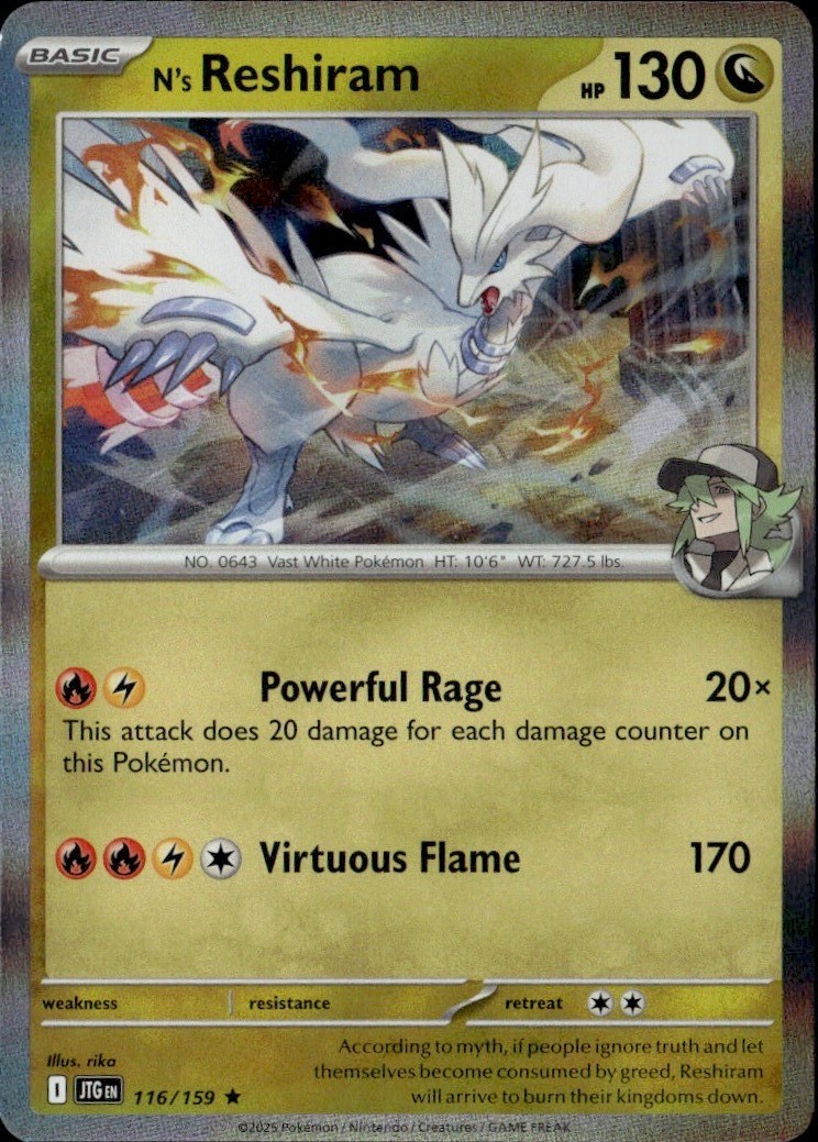 N's Reshiram Rare DRI ME: Ascended Heroes 154/217 LP