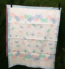 Vintage Cuddle Time Sleeping Pastel Bears Fleece Blanket NWOT