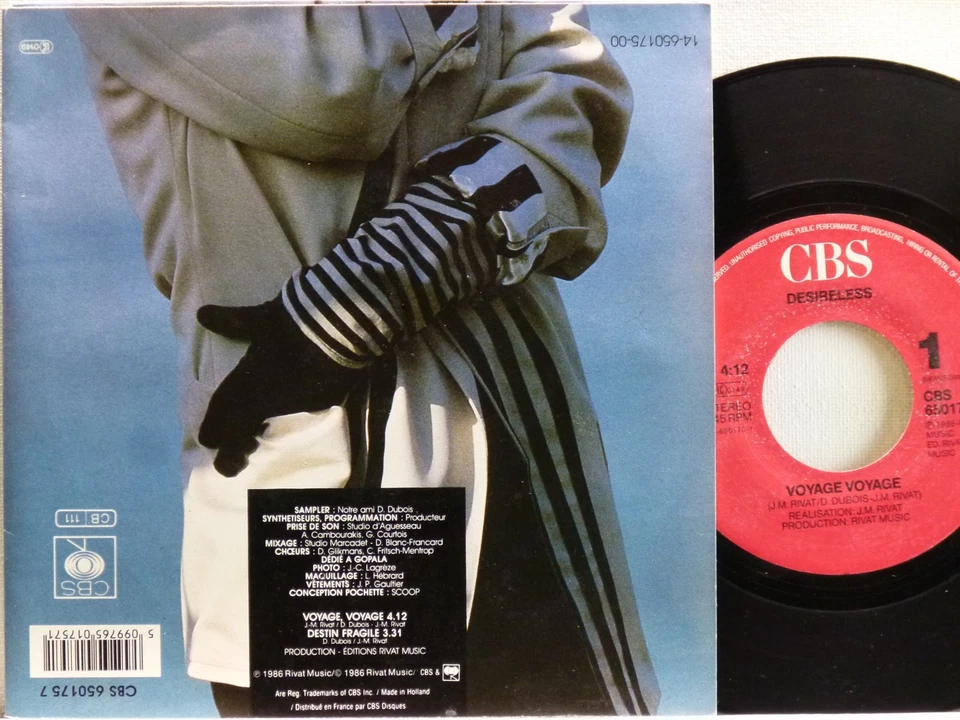 Desireless -Voyage Voyage / Destin Fragile   NL-1986   CBS 650175-7 - Bild 2 von 2