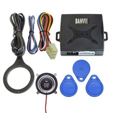 BANVIE Car Alarm System RFID Push Engine Start Button  Keyless Go Blue Key