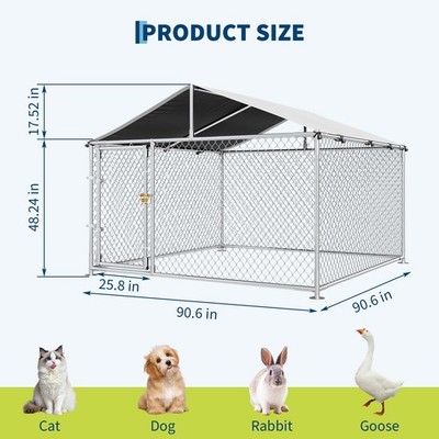  Heavy Duty Dog Kennel 10x10x6/7.5x7.5x5.5FT Steel Enclosure with Roof Lock