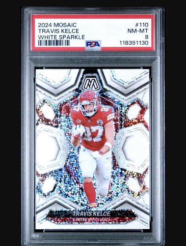 2024 POP 2⭐️TRAVIS KELCE🏈PANINI MOSAIC⭐️WHITE SPARKLE MOSAIC⭐️CHIEFS⭐️PSA8⭐️2⬆️