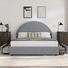 Queen Full Twin Size Bed Frame ,Upholstered Platform Bed w/Headboard  2 Drawers