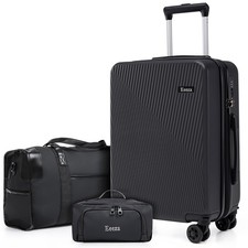 Eeeza Luggage Sets 3 Piece, Carry on Luggage 20in Suitcase Set, Black