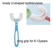 TUSIWIT U-Shaped Kids Toothbrush with Timer, Soft Silicone, Blue, 2pk