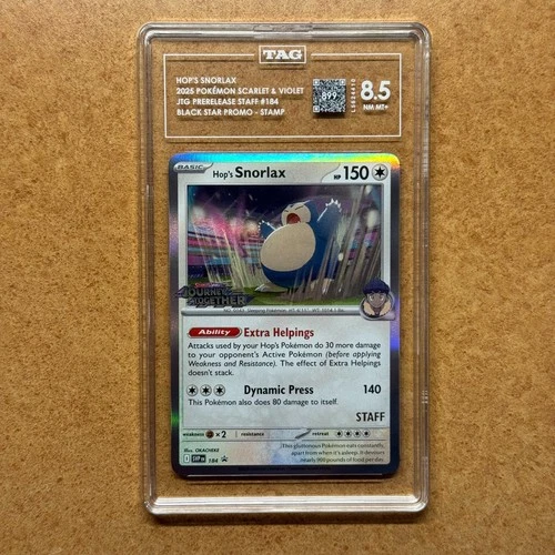 Journey Together Hop's Snorlax Prerelease STAFF PROMO #184 Slabs TAG 8.5