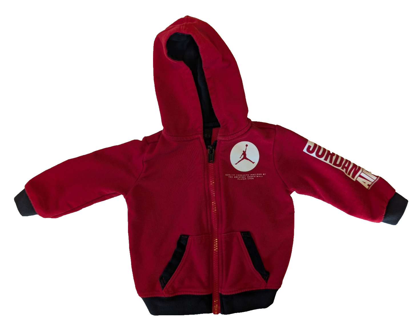 SACAI X NIKE Jordan Air Giacca Neonato Pile Cappuccio Tasche Manica Lunga Nike Rosso Taglia 9 Mesi