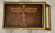 Boeing Airplane Leather Totem Logo Belt Buckle Gold Tone Gar2-65