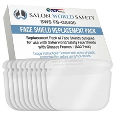 Salon World Safety Replacement Face Shields Only (400 Pack), Frame Not Included